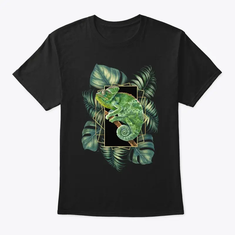 Veiled Chameleon Tropical Print Design