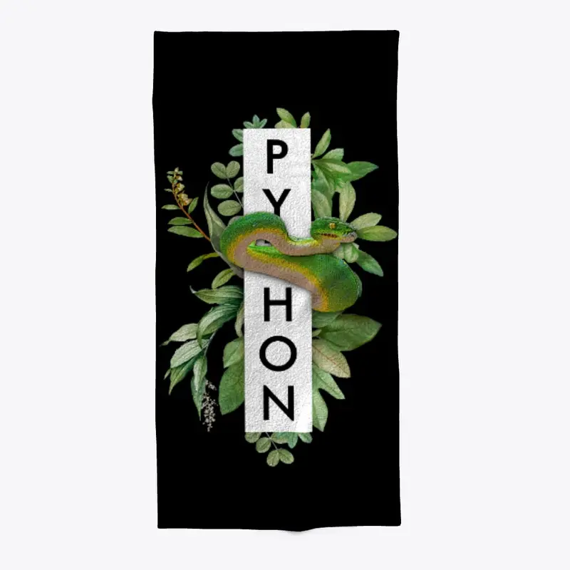 Green Tree Python Tropical Plant Print